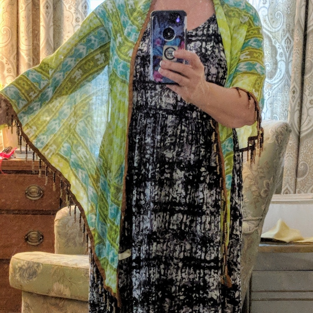 💕green and teal wrap with beads